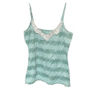Maurices | Women’s Green White Lace Trim Tank Top Shirt